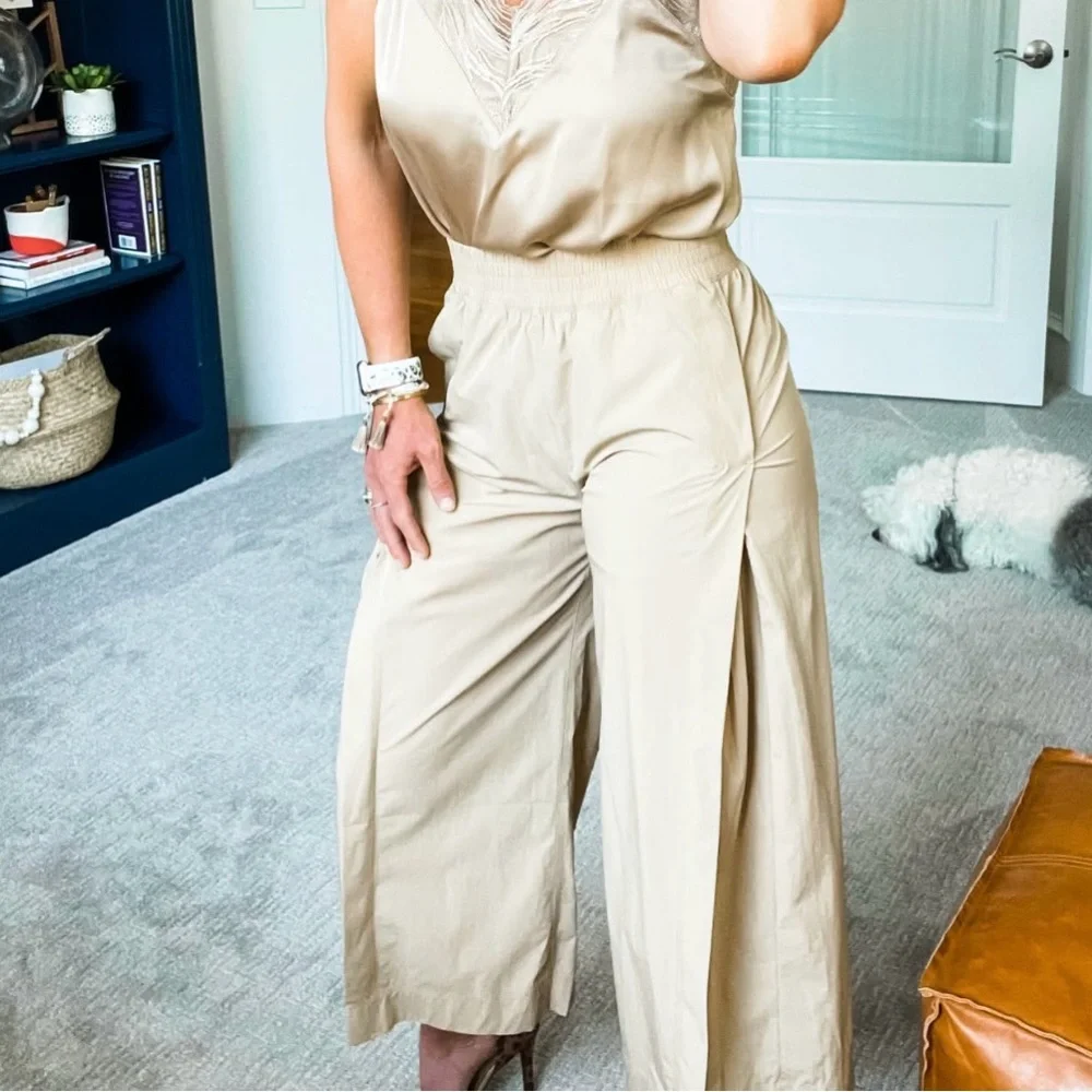 Women's Tan Wide-Leg Pants - Picture 5 of 6